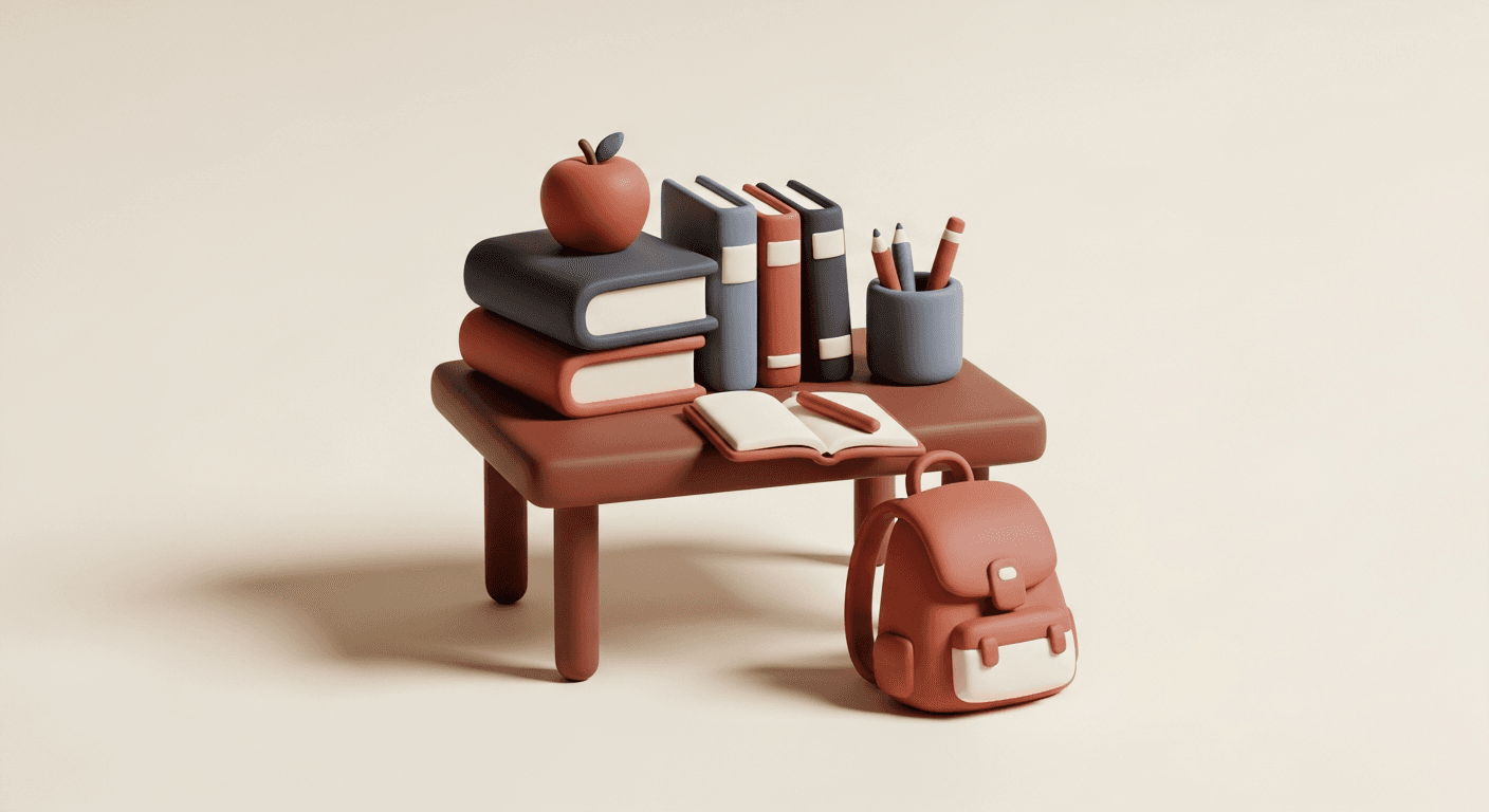 School supplies on a desk